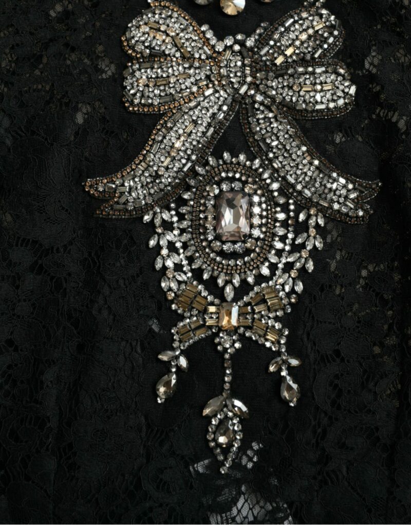 Dolce & Gabbana Elegant Crystal-Embellished Sheath Dress - Image 8