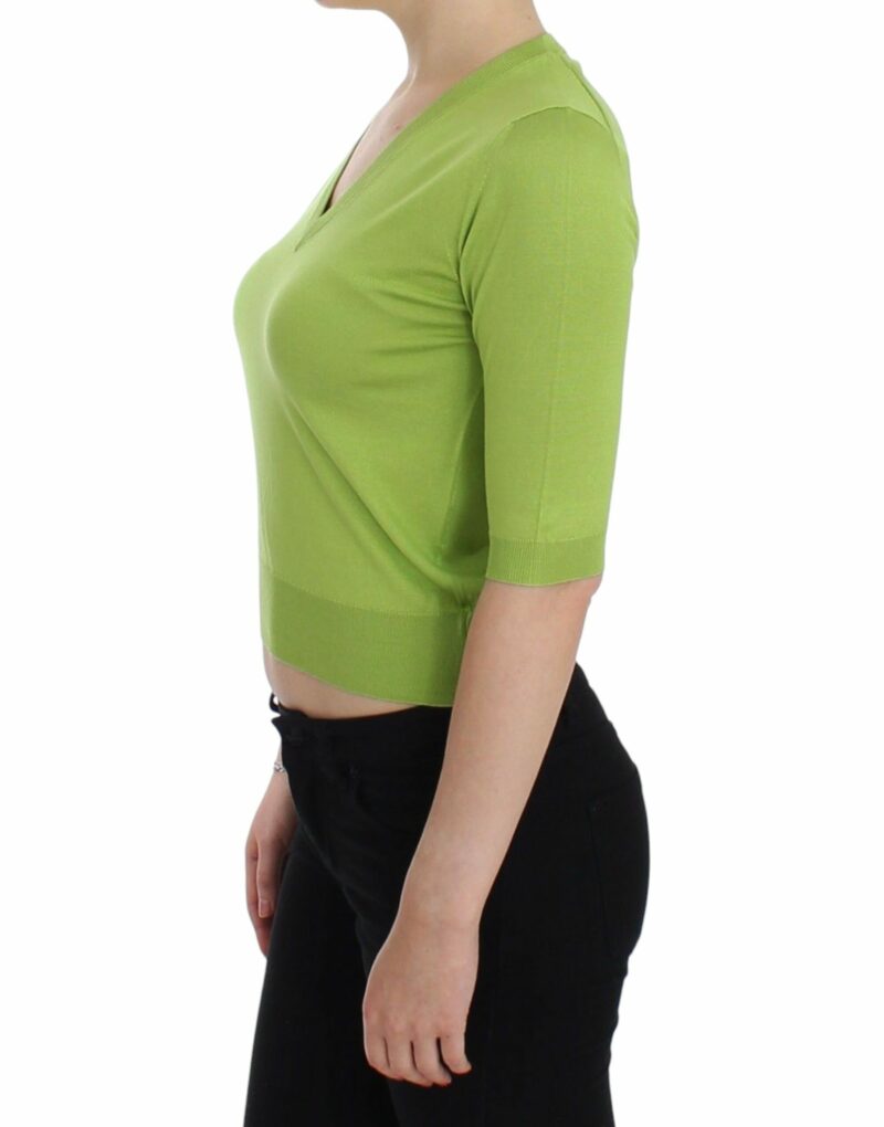 Dolce & Gabbana Emerald Green Wool V-Neck Pullover - Image 2