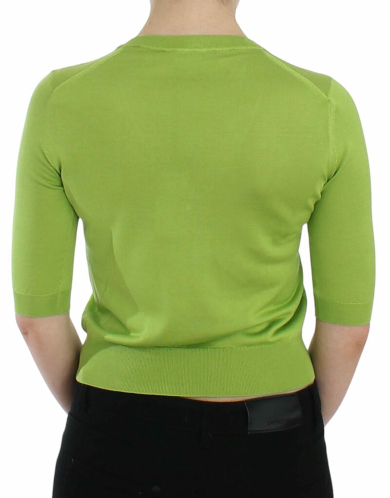 Dolce & Gabbana Emerald Green Wool V-Neck Pullover - Image 3