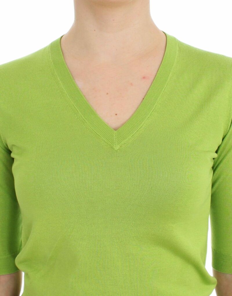 Dolce & Gabbana Emerald Green Wool V-Neck Pullover - Image 5