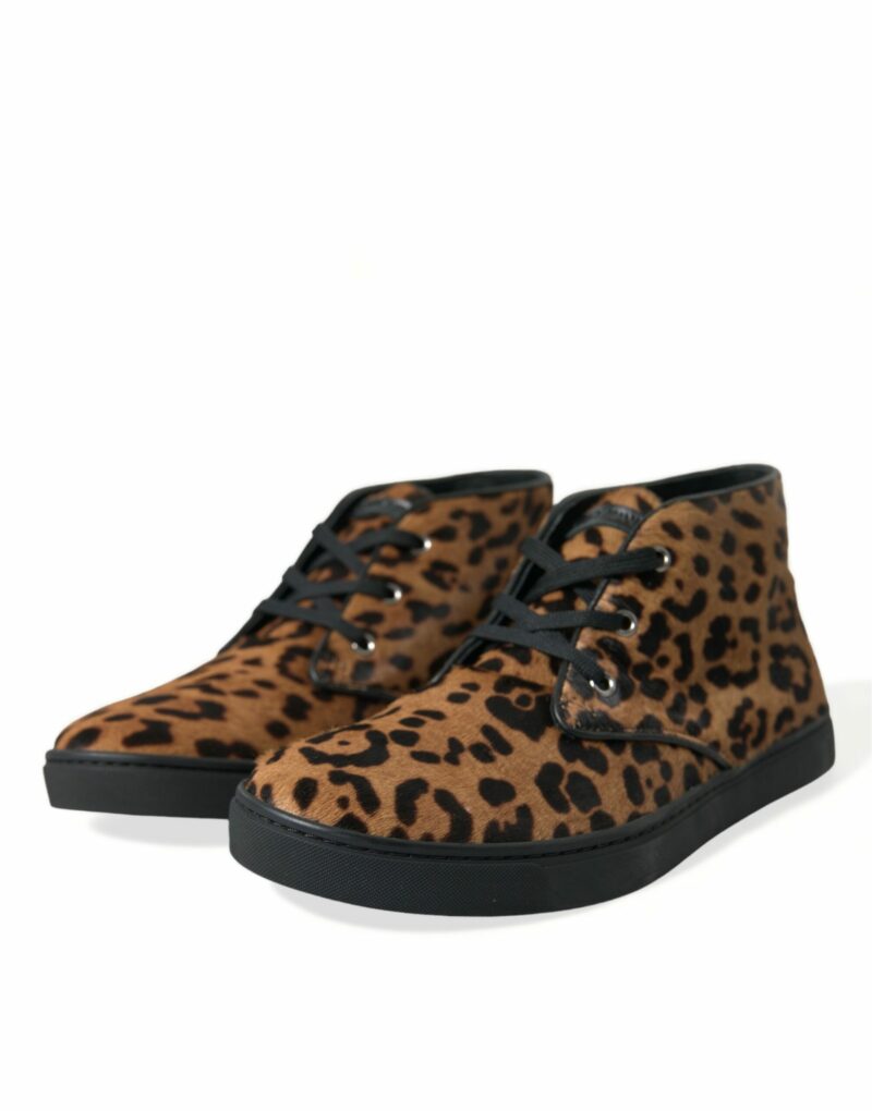 Dolce & Gabbana Elegant Leopard Print Mid-Top Sneakers - Image 3