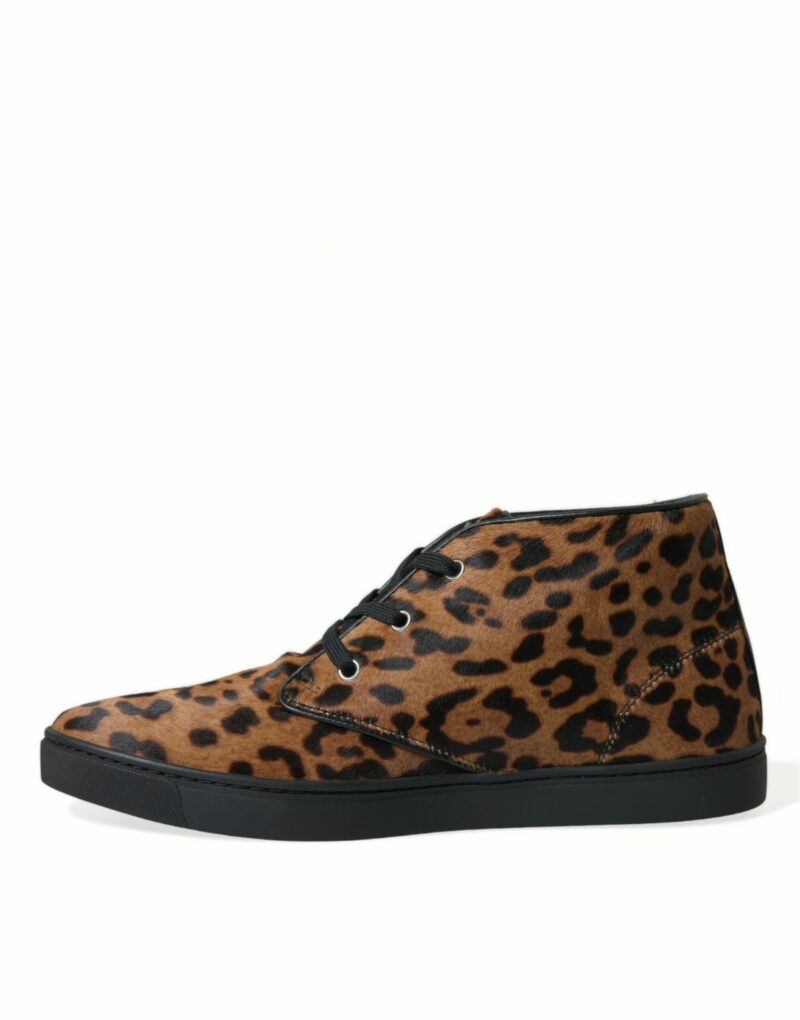 Dolce & Gabbana Elegant Leopard Print Mid-Top Sneakers - Image 5