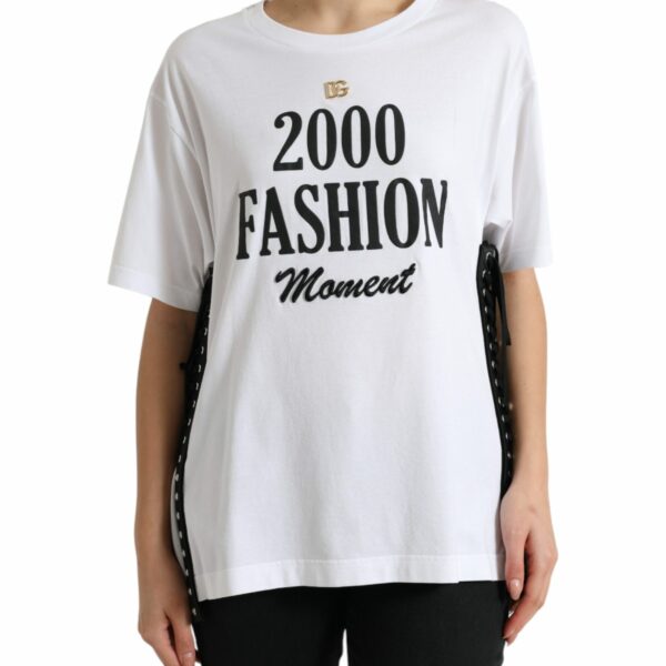 Dolce & Gabbana Elegant White Lace-Up Cotton Tee