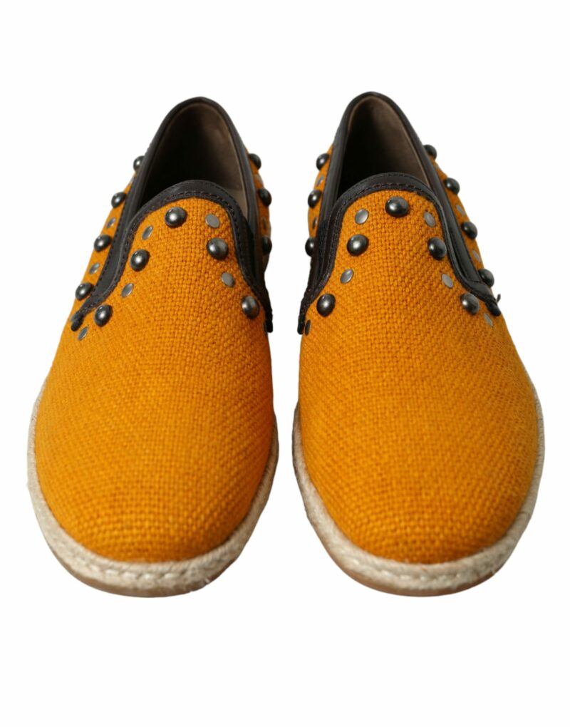 Dolce & Gabbana Exclusive Orange Canvas Loafers with Studs - Image 2