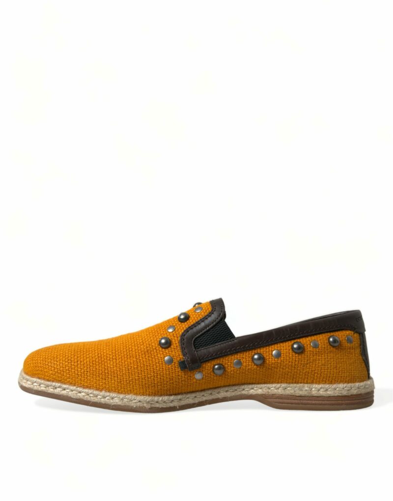 Dolce & Gabbana Exclusive Orange Canvas Loafers with Studs - Image 5