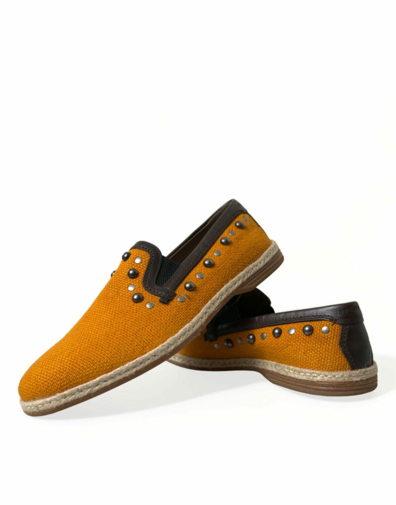Dolce & Gabbana Exclusive Orange Canvas Loafers with Studs - Image 7