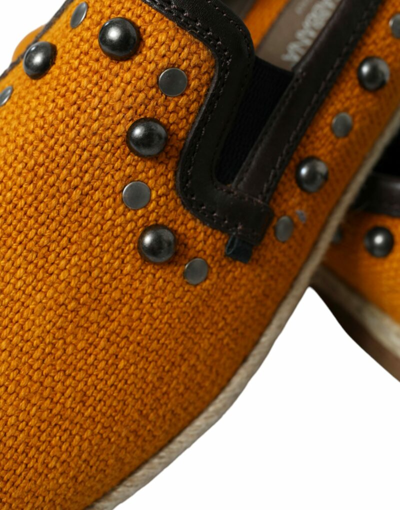 Dolce & Gabbana Exclusive Orange Canvas Loafers with Studs - Image 8