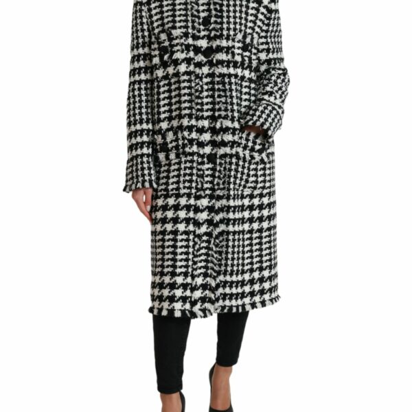 Dolce & Gabbana Elegant Houndstooth Long Trench Coat
