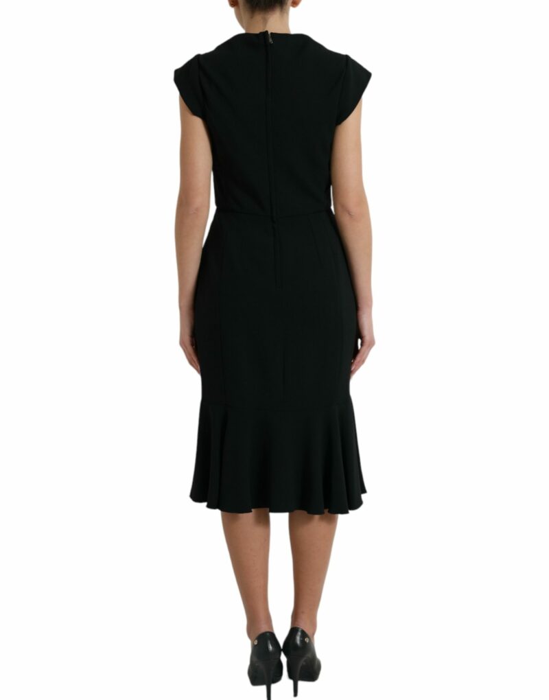 Dolce & Gabbana Elegant Black Stretch Cady Midi Dress - Image 2