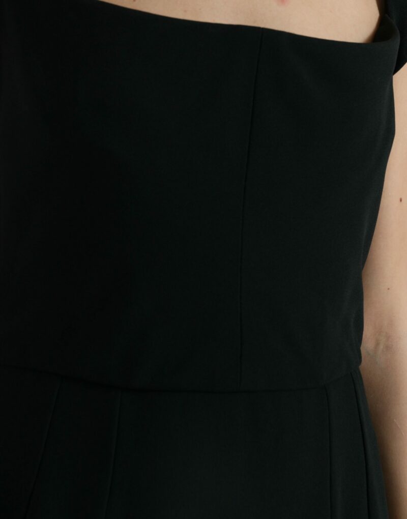 Dolce & Gabbana Elegant Black Stretch Cady Midi Dress - Image 3