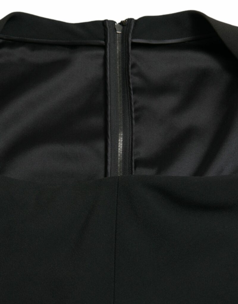 Dolce & Gabbana Elegant Black Stretch Cady Midi Dress - Image 4