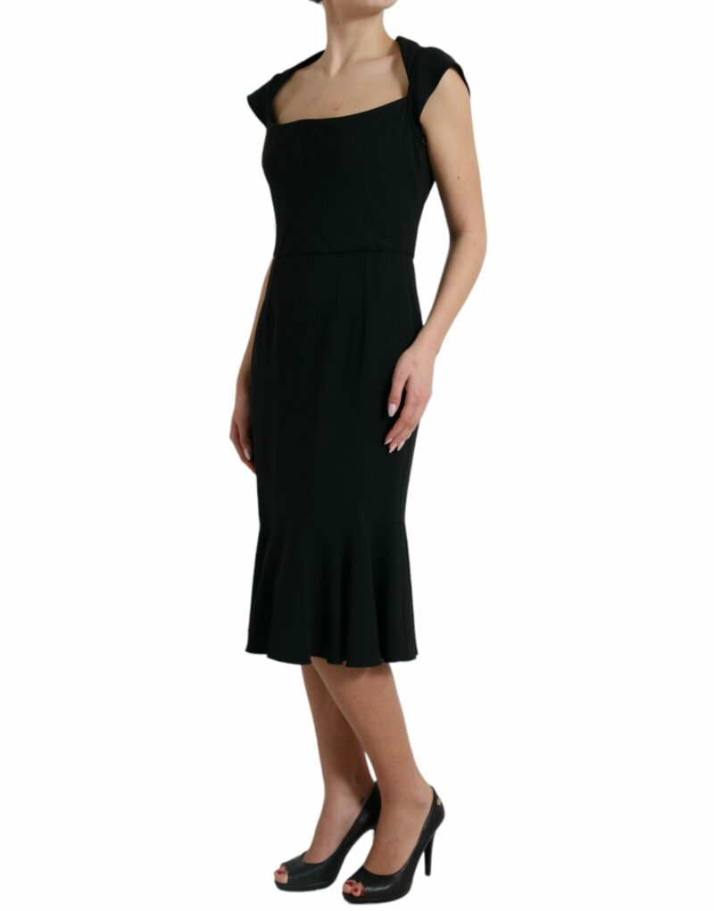 Dolce & Gabbana Elegant Black Stretch Cady Midi Dress - Image 5