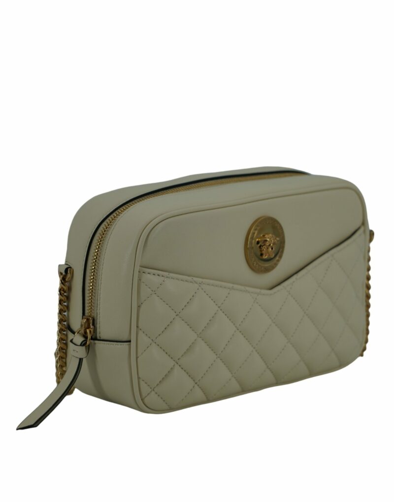 Versace Elegant White Leather Camera Shoulder Bag - Image 3
