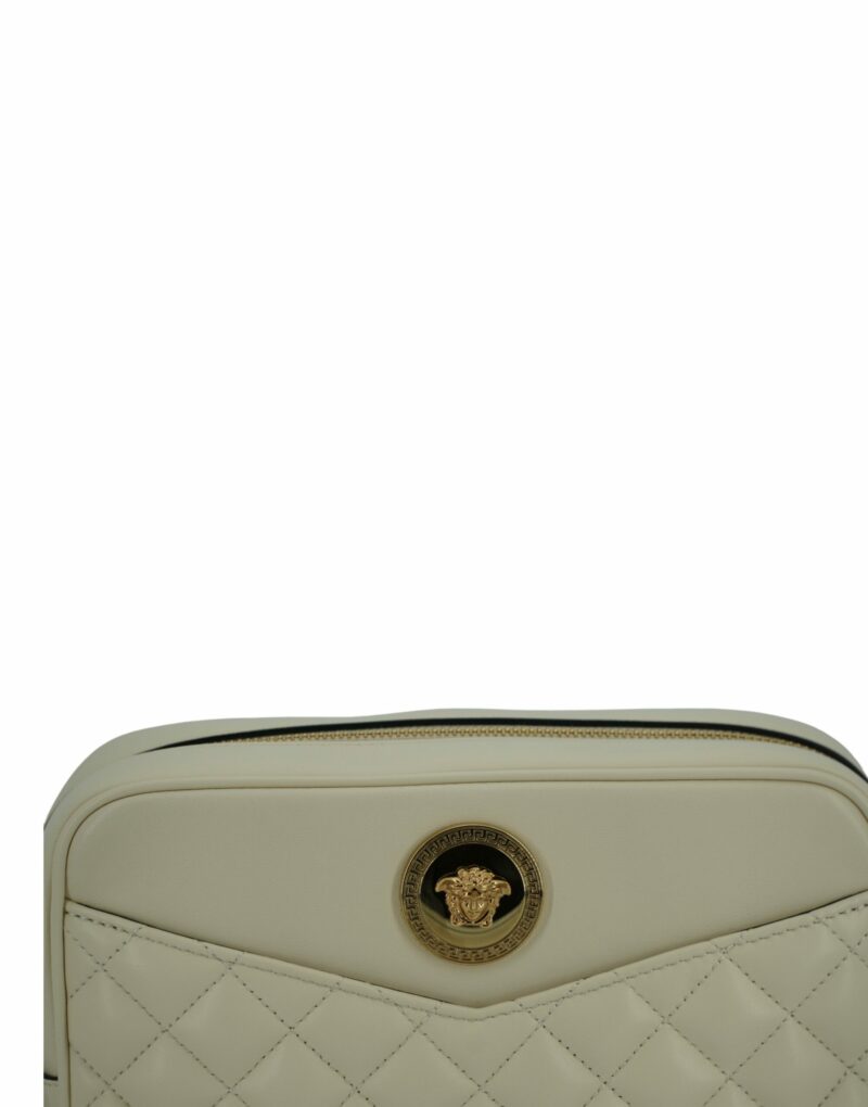 Versace Elegant White Leather Camera Shoulder Bag - Image 4
