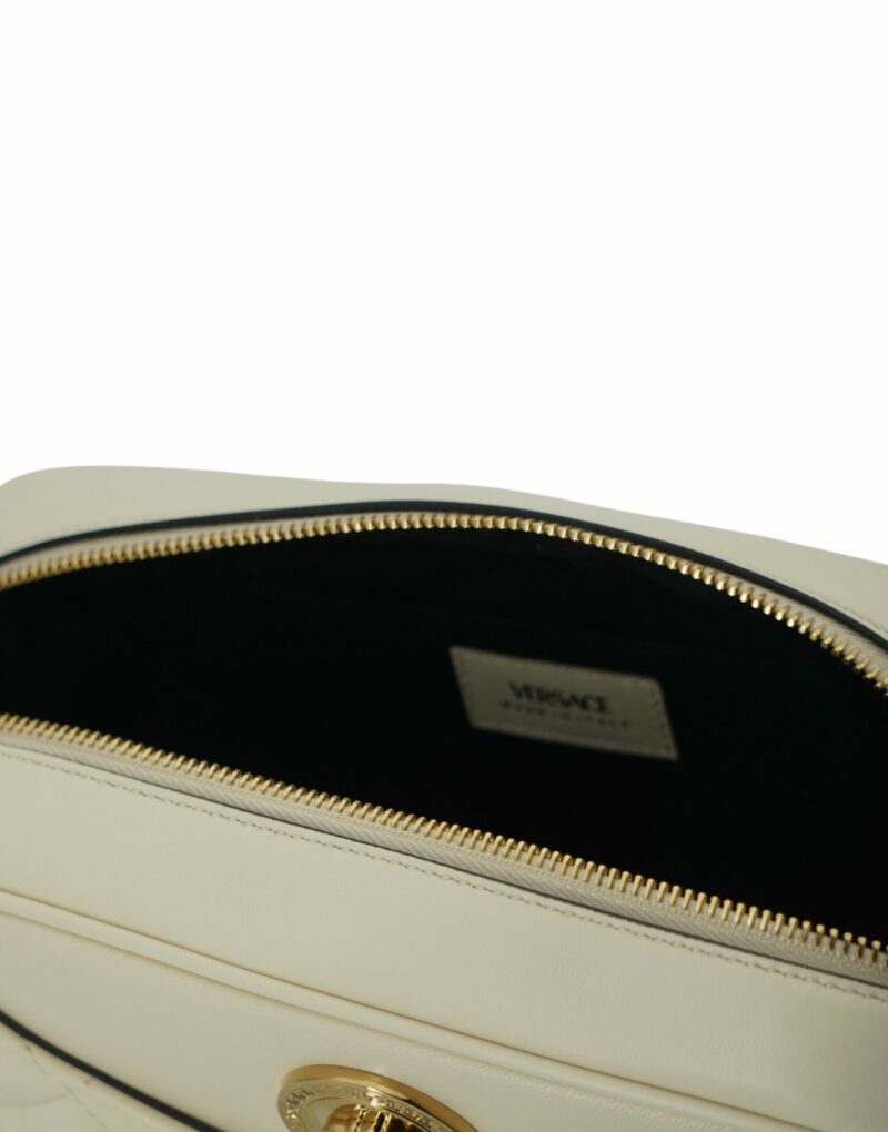 Versace Elegant White Leather Camera Shoulder Bag - Image 5