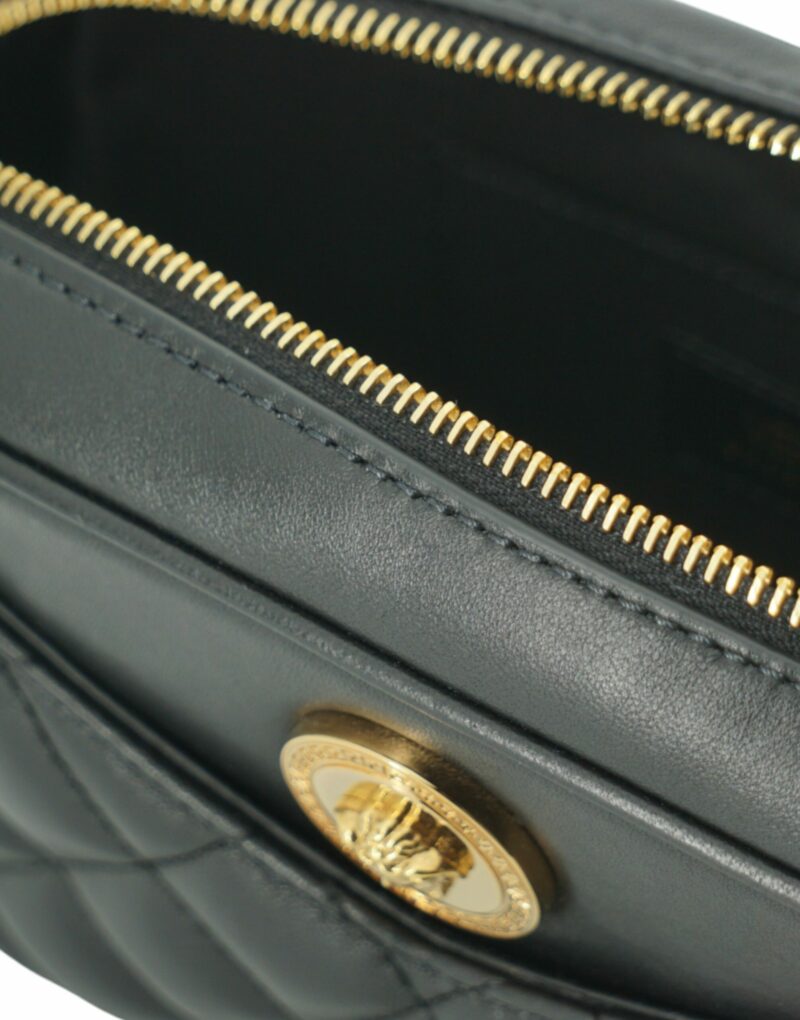Versace Elegant Small Black Leather Crossbody Bag - Image 5