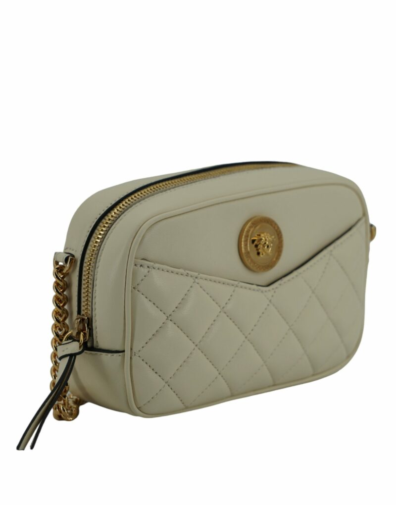Versace Elegant White Lamb Leather Camera Bag - Image 3
