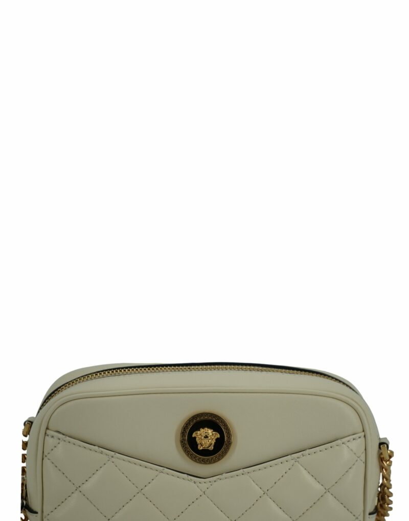 Versace Elegant White Lamb Leather Camera Bag - Image 4