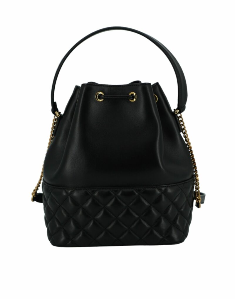 Versace Elegant Black Leather Medusa Bucket Shoulder Bag - Image 2
