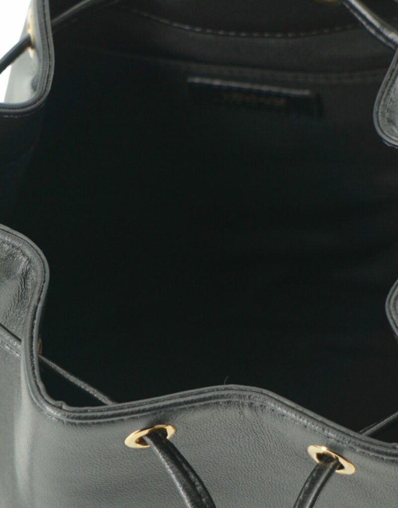 Versace Elegant Black Leather Medusa Bucket Shoulder Bag - Image 5