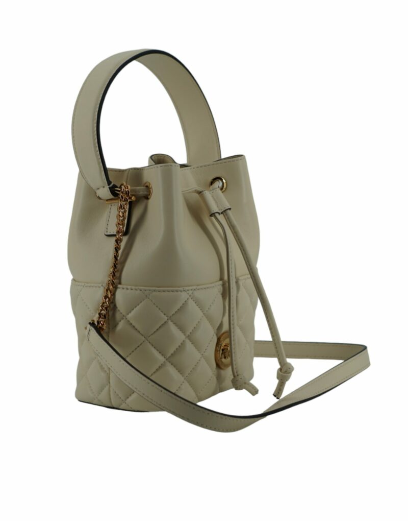 Versace Elegant Small White Leather Bucket Shoulder Bag - Image 3