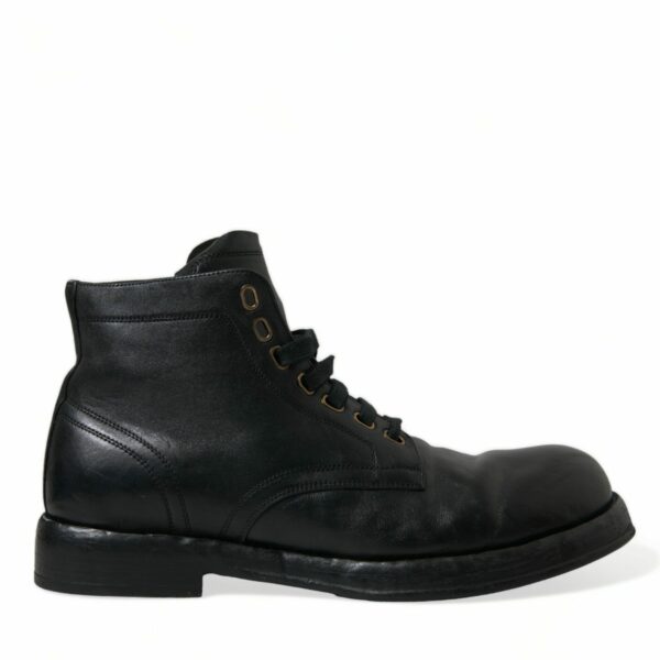 Dolce & Gabbana Elegant Black Horse Leather Ankle Boots
