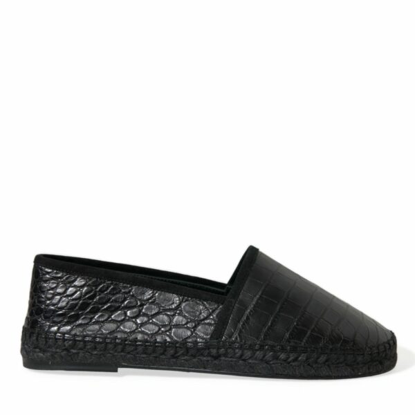 Dolce & Gabbana Exotic Black Leather Espadrilles