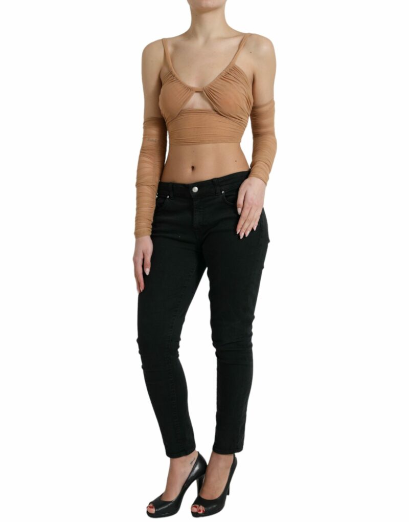 Dolce & Gabbana Elegant Brown Cropped Long Sleeve Top - Image 2
