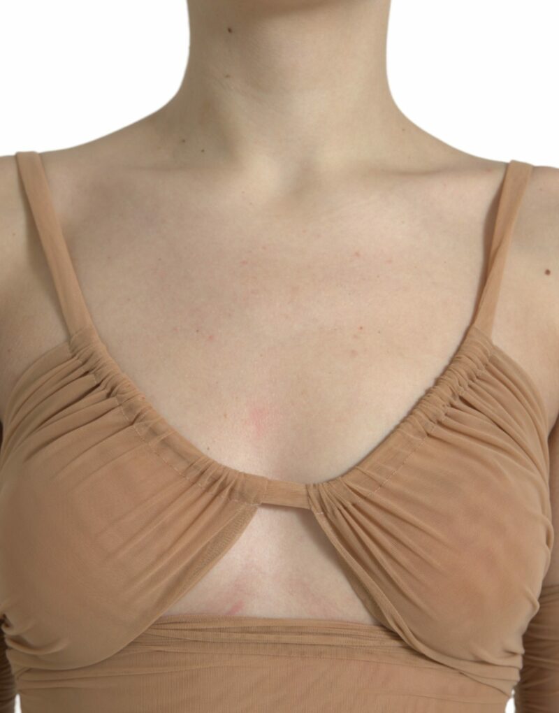 Dolce & Gabbana Elegant Brown Cropped Long Sleeve Top - Image 4