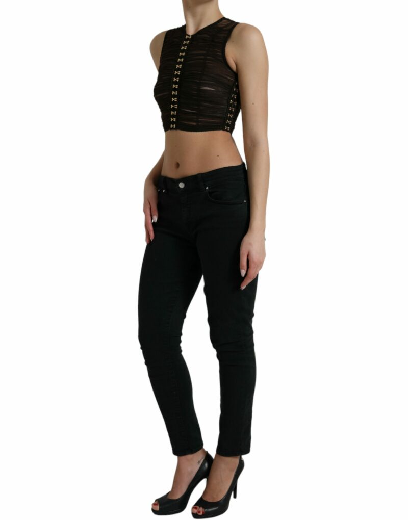 Dolce & Gabbana Embellished Cropped Sleeveless Top - Image 2