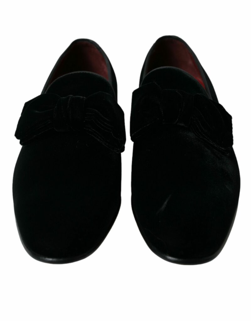 Dolce & Gabbana Elegant Black Velvet Loafers - Men's Luxury Footwear - Image 2
