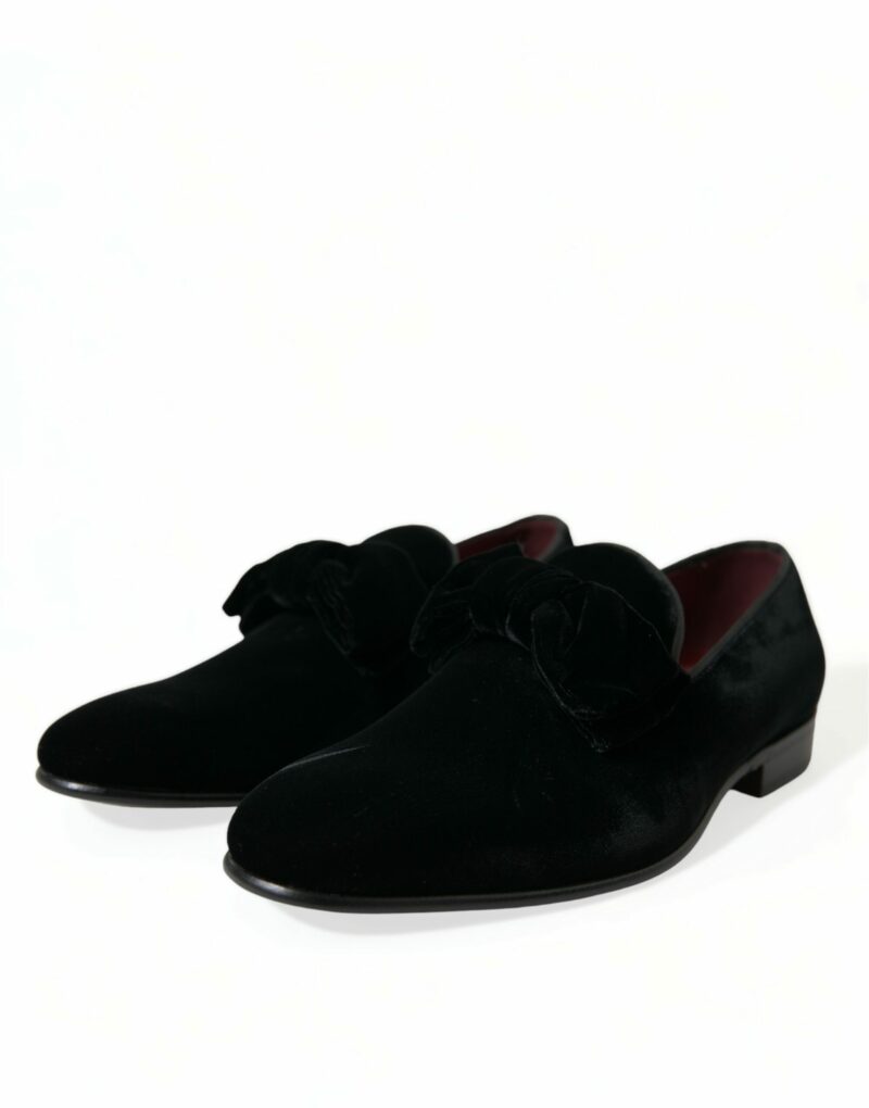 Dolce & Gabbana Elegant Black Velvet Loafers - Men's Luxury Footwear - Image 3
