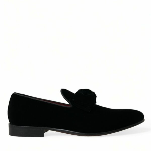 Dolce & Gabbana Elegant Black Velvet Loafers - Men's Luxury Footwear