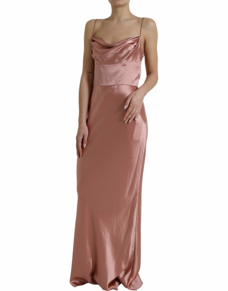Dolce & Gabbana Elegant Long Silk Gown in Pink - Image 2