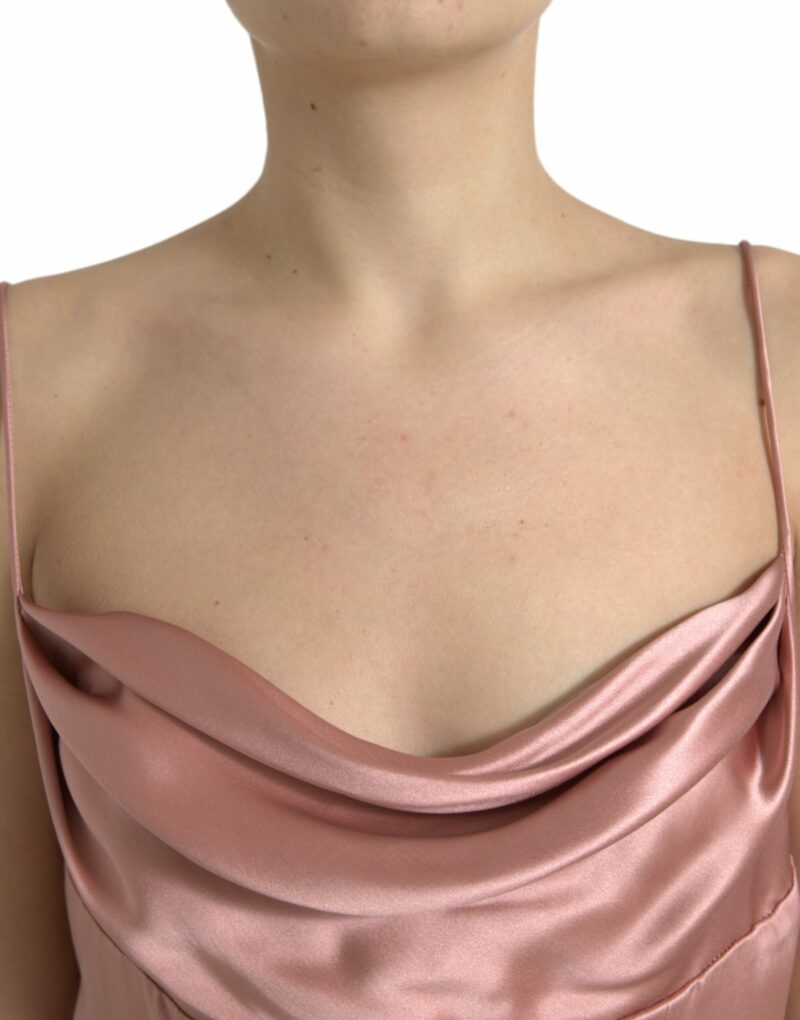 Dolce & Gabbana Elegant Long Silk Gown in Pink - Image 4