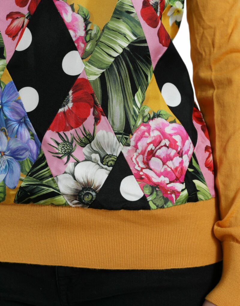 Dolce & Gabbana Elegant Patchwork Henley Silk Blend Sweater - Image 7