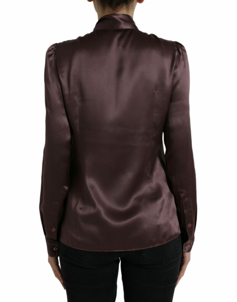 Dolce & Gabbana Elegant Silk Ascot Collar Blouse - Image 3