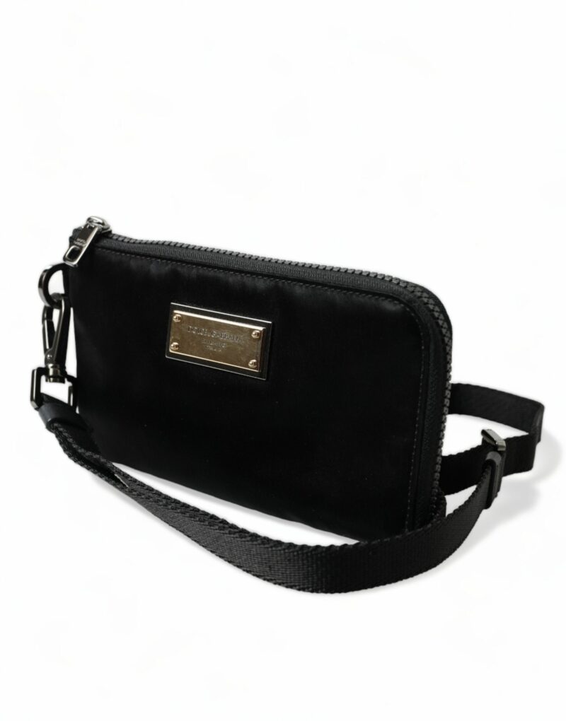 Dolce & Gabbana Elegant Black Nylon & Leather Pouch - Image 2