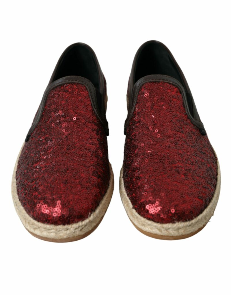 Dolce & Gabbana Red Sequined Leather Loafers - Image 2