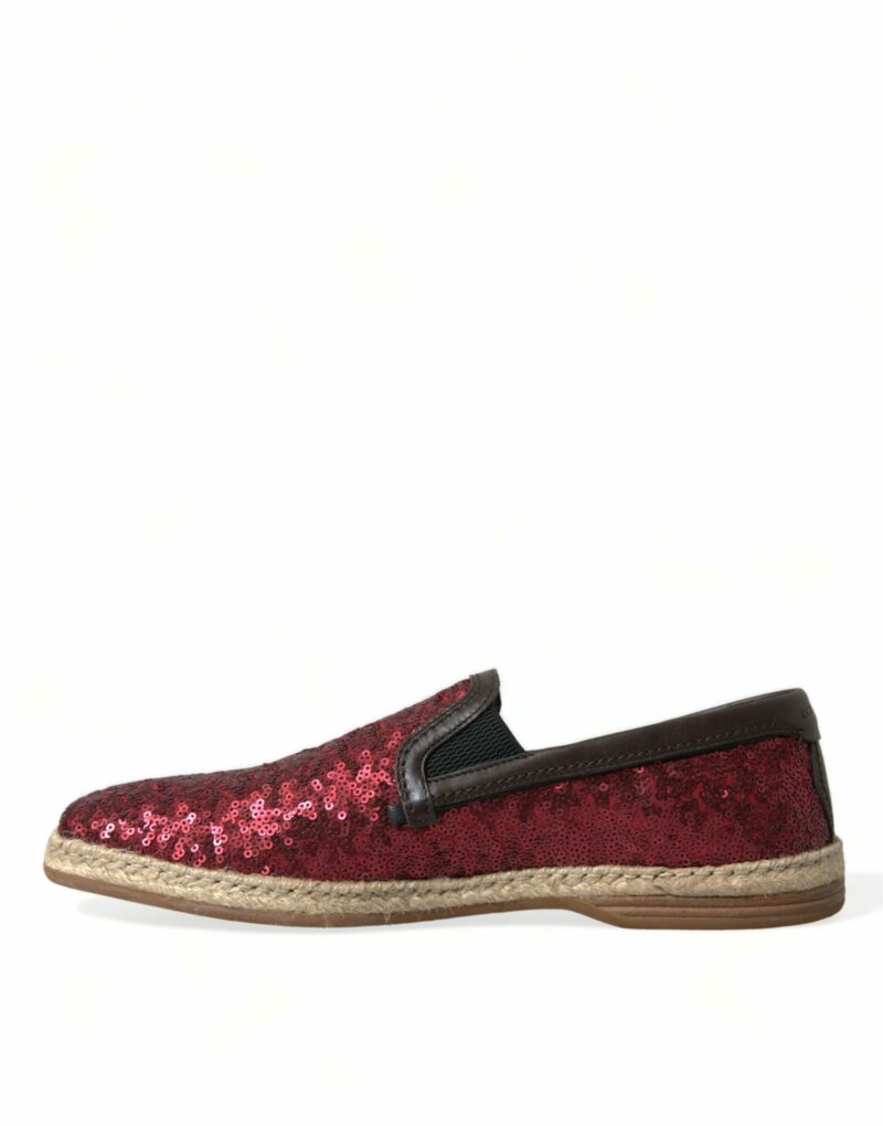 Dolce & Gabbana Red Sequined Leather Loafers - Image 5