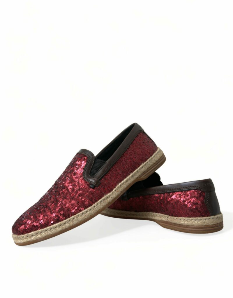 Dolce & Gabbana Red Sequined Leather Loafers - Image 7