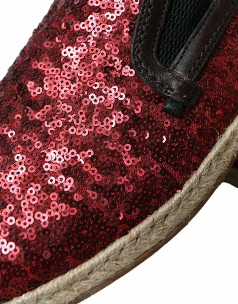 Dolce & Gabbana Red Sequined Leather Loafers - Image 8