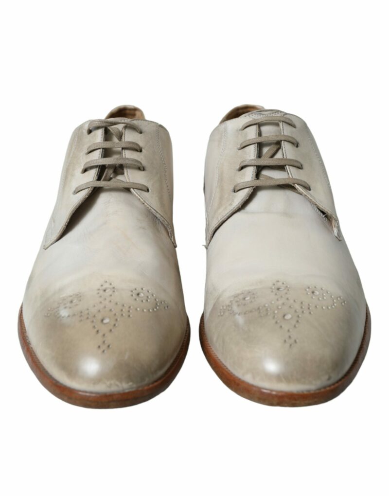 Dolce & Gabbana Elegant White Calfskin Derby Shoes - Image 2