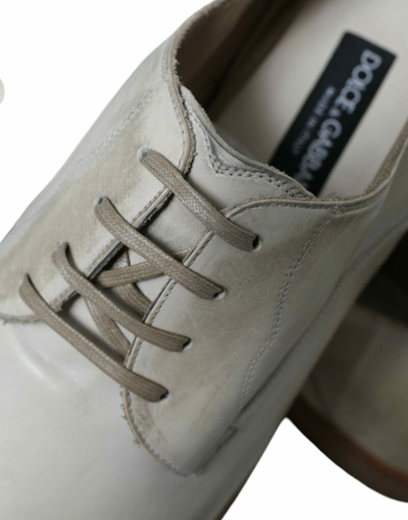 Dolce & Gabbana Elegant White Calfskin Derby Shoes - Image 4