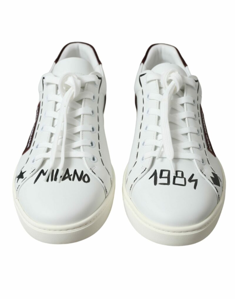 Dolce & Gabbana Exclusive White Bordeaux Low Top Sneakers - Image 2