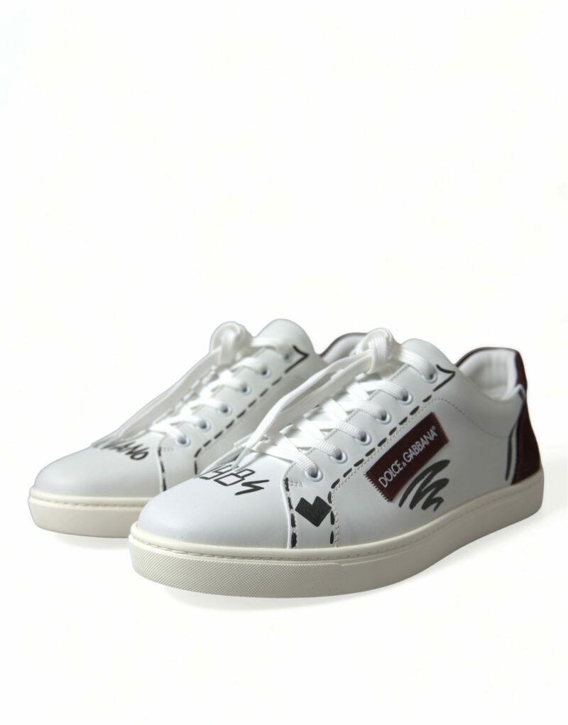 Dolce & Gabbana Exclusive White Bordeaux Low Top Sneakers - Image 3
