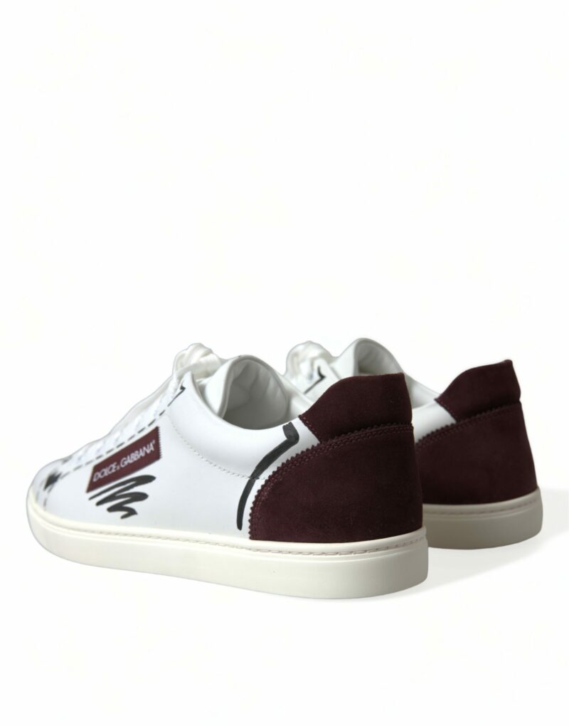 Dolce & Gabbana Exclusive White Bordeaux Low Top Sneakers - Image 4