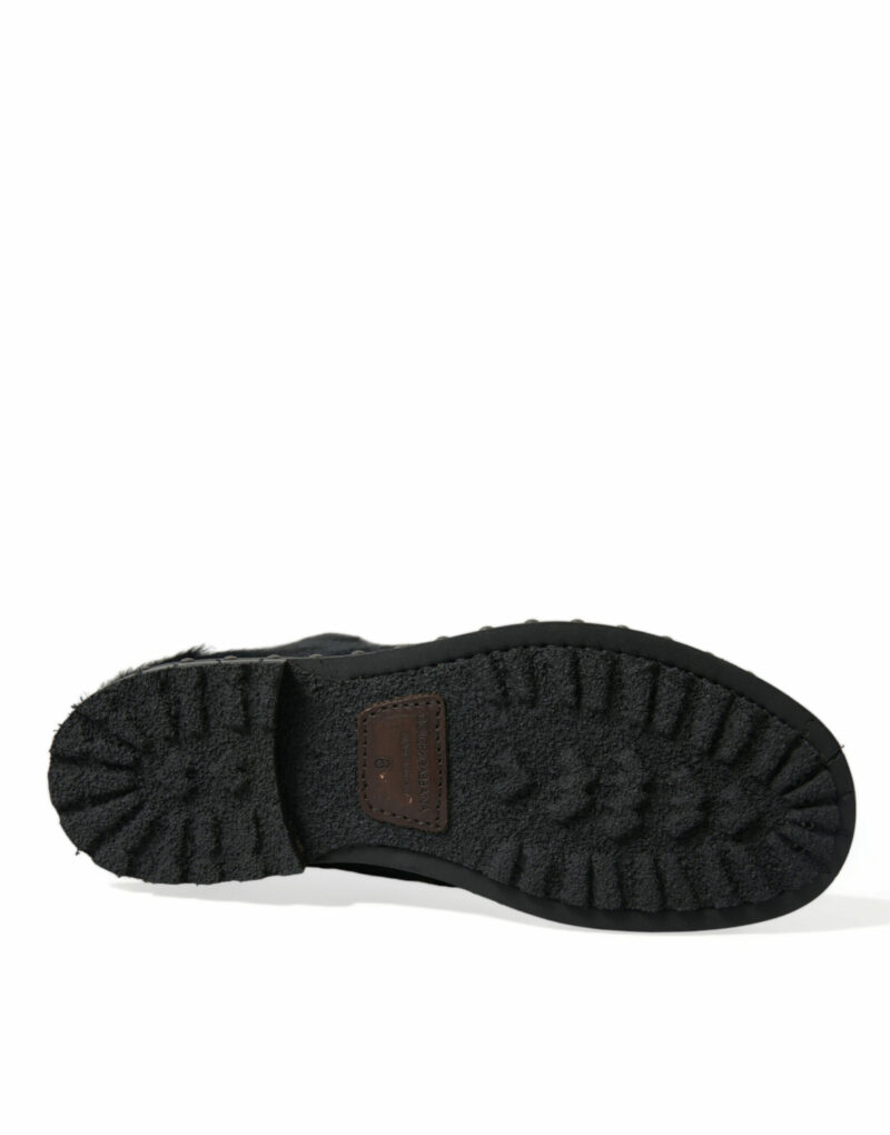 Dolce & Gabbana Elegant Black Calf Leather Lace-Up Boots - Image 6