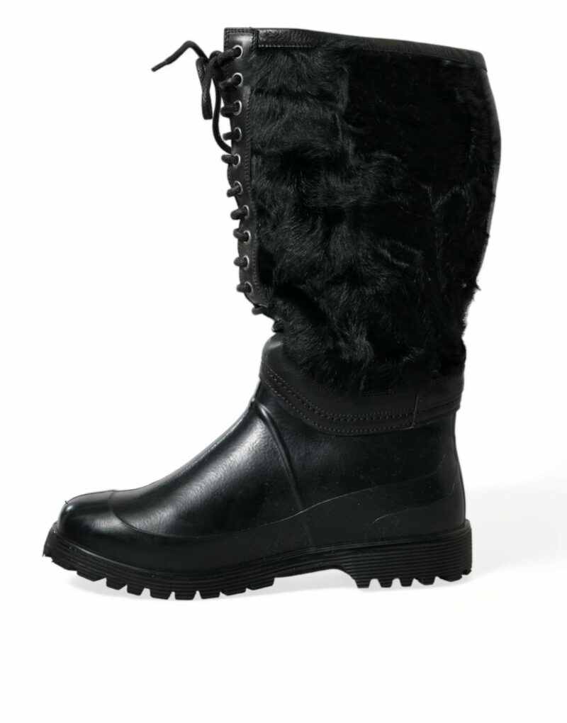 Dolce & Gabbana Sleek Black Shearling Mid Calf Boots - Image 5