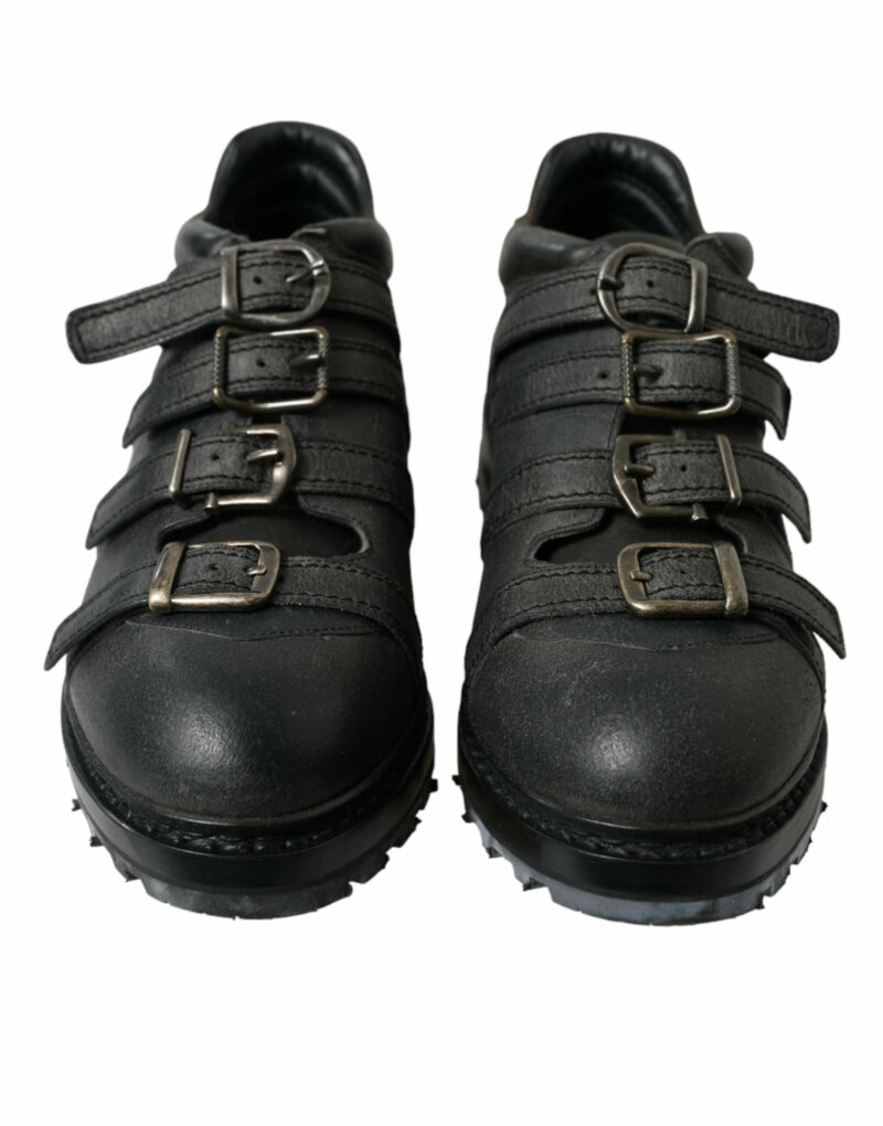 Dolce & Gabbana Black Leather Ankle Strap Boots - Image 2